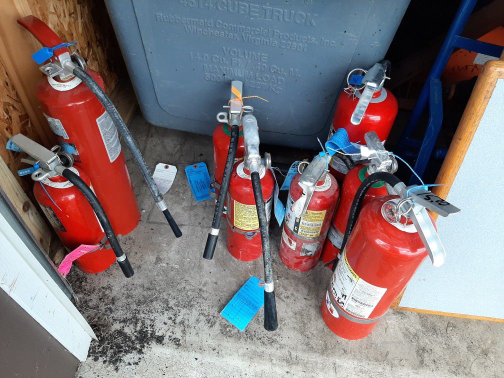Large fire extinguishers fully charged $15 small fire extinguishers $10