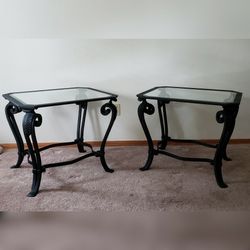 Klaussner Case Goods Wrought Iron Glass Tables EUC 