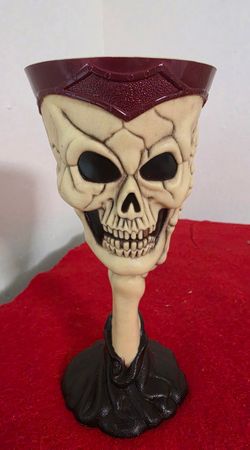 Vintage Halloween Skeleton Skull Molded Plastic Goblet Cup