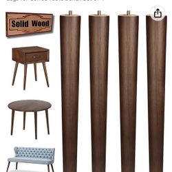 Round Table Legs 16 inch Brown Wood End Table Legs for Coffee Table Bench Set of 4