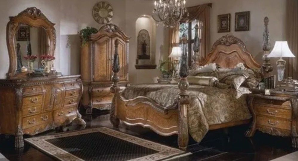 Beautiful Bed Set Queen Bed Soild Wood With Marble 
