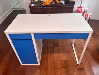 Ikea MICKE desk, white and blue