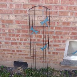 48" H X 12" L Metal Outdoor Patio Trellis W/ Dragonfly Decor 
