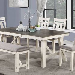 White And Gray Dining Table Set 