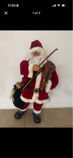 Large Santa Claus Figure with Violin