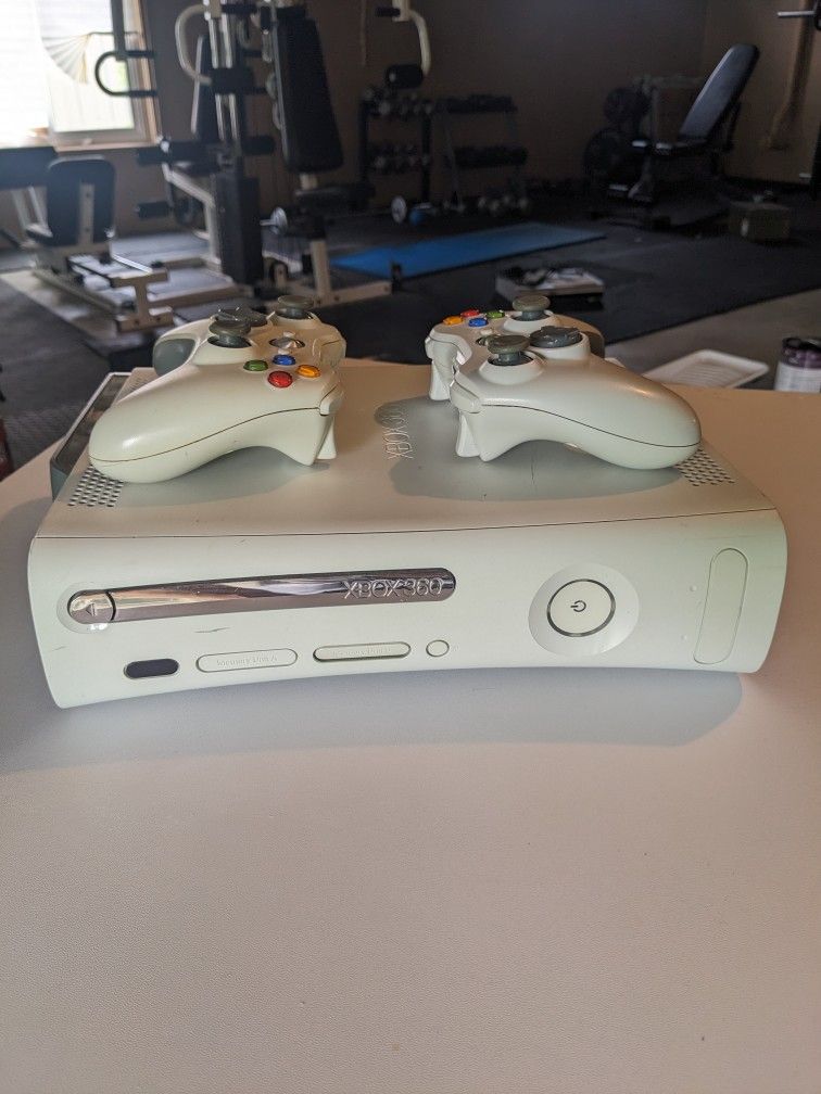 Xbox 360 Console + 2 Controllers – As‑Is, Untested, No Cords