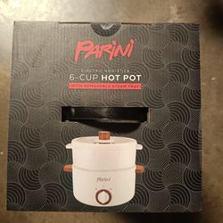 PARINI 6-Cup Hot Pot Electric Non-Stick w/ Removable Steam Tray 💯% Brand New Sealed Never Opened!