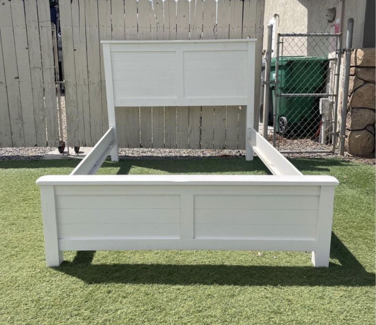 Rustic White Wood Queen Bed Frame