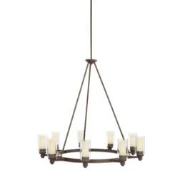 KICHLER Circolo 36 in. 9-Light Olde Bronze Contemporary Shaded Circle Chandelier for Dining Room