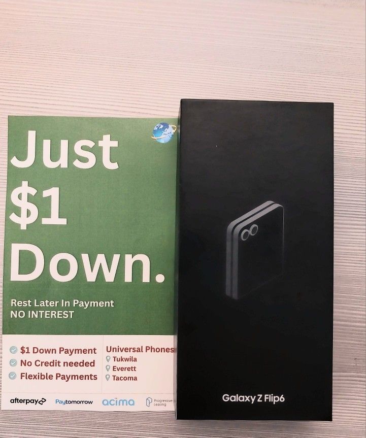 Samsung Galaxy Z Flip 6 256gb Unlocked, FREE Smartwach/ Headphones. Pay $1 Today Rest in payments. NO CREDIT NEEDED FINANCING
