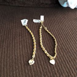 Set Of Necklace & Bracelet With Heart Charm