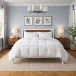 White Metal Full Size Bed Frame With Mattress 