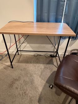 Wood Top Desk with Black Metal Legs