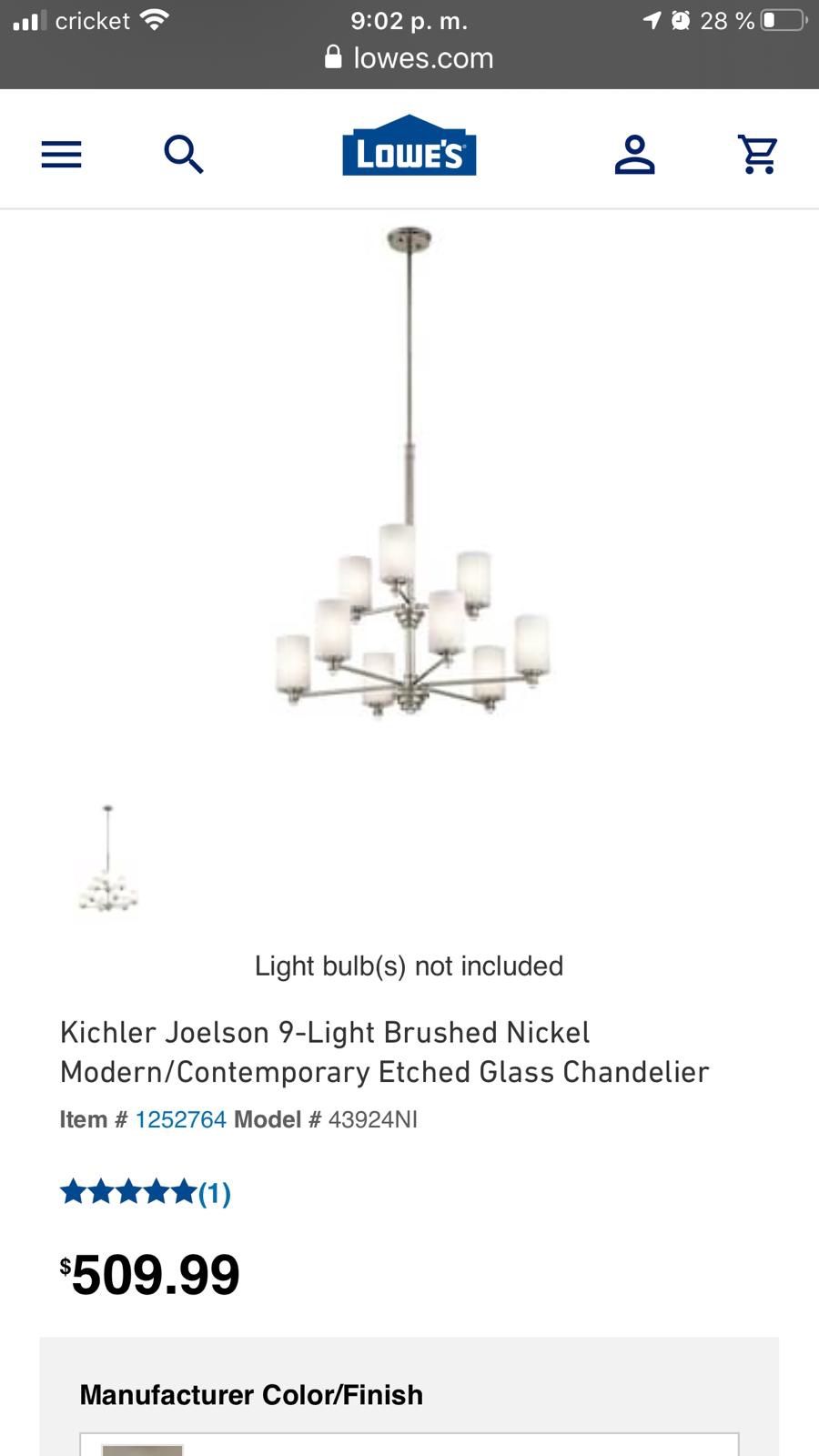 Chandelier $100