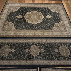 Black Area Rug & 3 Matching Rugs