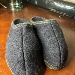 HAFLINGER Grey Felt Wool clogs Slippers Mules Cork Footbed Size 44