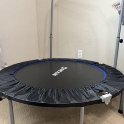 BCAN Foldable 48” Rebounder Trampoline With Foam Adjustable Handle 