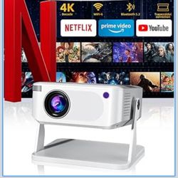 Mini Projector with WiFi 6 and Bluetooth 5.2, Portable Projector 4K Support, Auto Vertical Keystone 270° Rotatable, Compatible with Smartphone/TV Stic