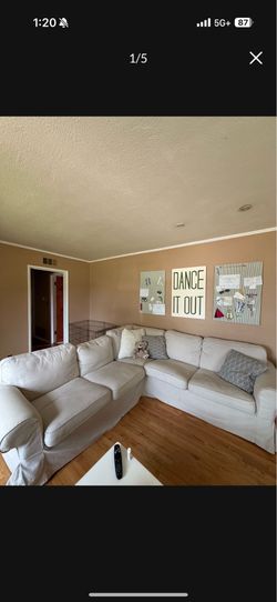Beige canvas couch