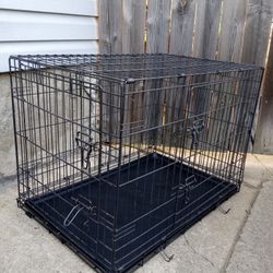 Large Metal Foldable Dog Crate W/Two Doors