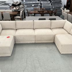 Tan Fabric Modular Sectional