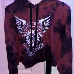 cropped sweater with hood size large