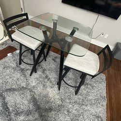 Glass Table and Bar Stools
