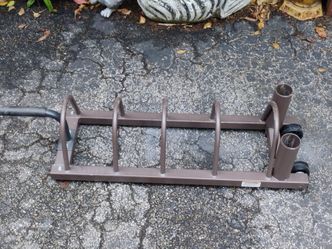 HORIZONTAL  PLATE  HOLDER (WITH HANDLE & WHEELS  &  2  OLYMPIC  BAR  HOLDERS