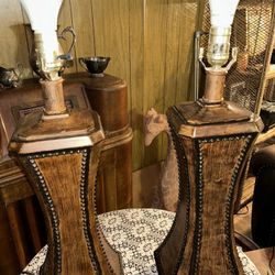 Rustic Pair Of Lamps 
