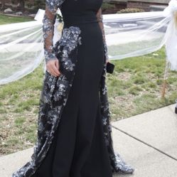 Evening Gown Black And Silver Beads Size:38