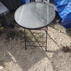 Back Porch Fold Up Table Glass Top