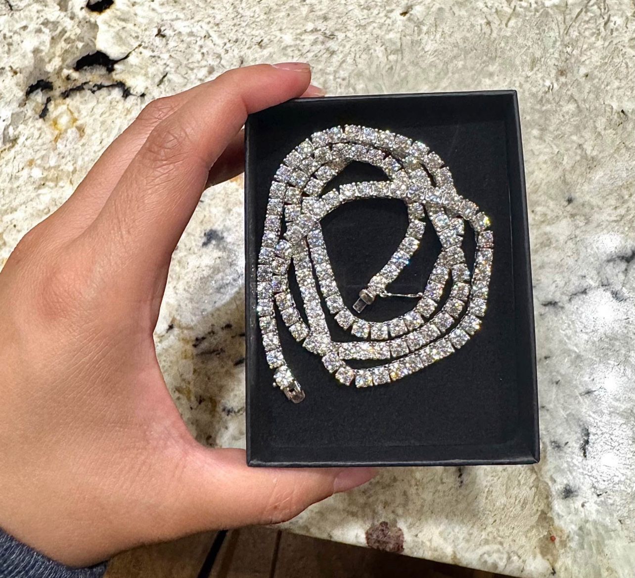 Moissanite 4mm tennis necklace set