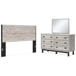 Vessalli King Panel Headboard with Mirrored Dresser Enormous Price Drop