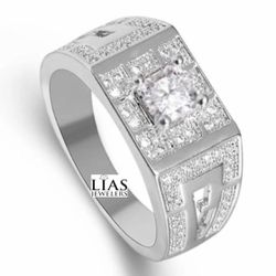 New 18k White Gold Men Wedding Ring 