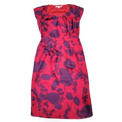 Boden Womens Sheath Dress Size 2R Pink Purple Floral Midi Short Sleeve Classic
