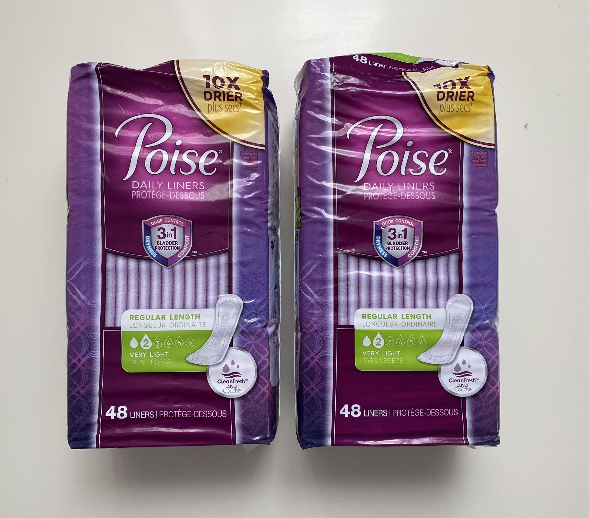 Poise daily liners 48 count 2 for $3