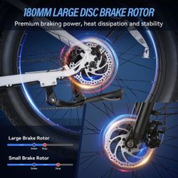 Wooken Electric Mountain Bike 750W 48V 720Wh Fat Tires Lithium Battery White Condition New