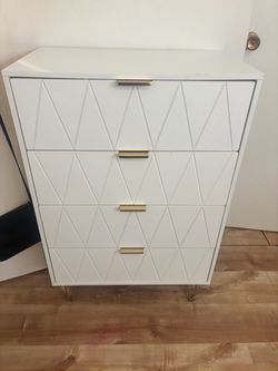 White 4-Drawer Dresser with Gold Hardware