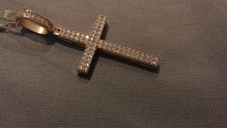 Gold Cross Pendant with Moissanite Stones
