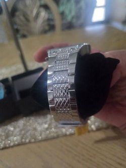 Silver Tone Watch with Crystal Accents