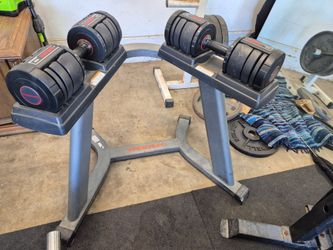 Adjustable Dumbbells 90 pounds with rack