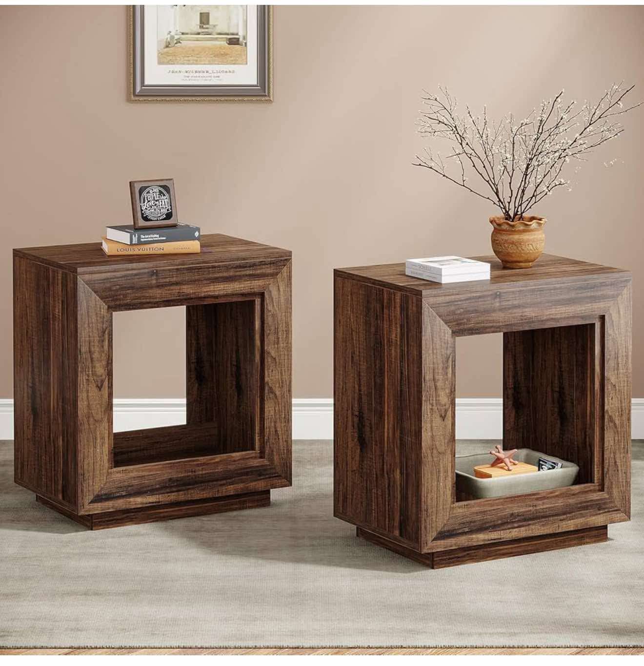 Set of 2 rustic end tables , Pair Of Nightstands P-4