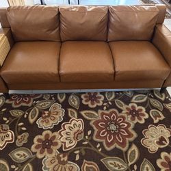 **Camel Colored Faux Leather Couch**
