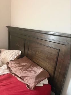 Queen cherrywood wood headboard footboard