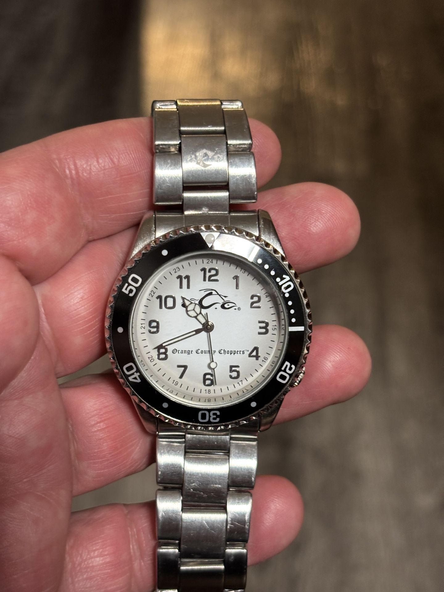 Black Bezel/White Dial Orange County Choppers Quartz Watch In Excellent Working Condition
