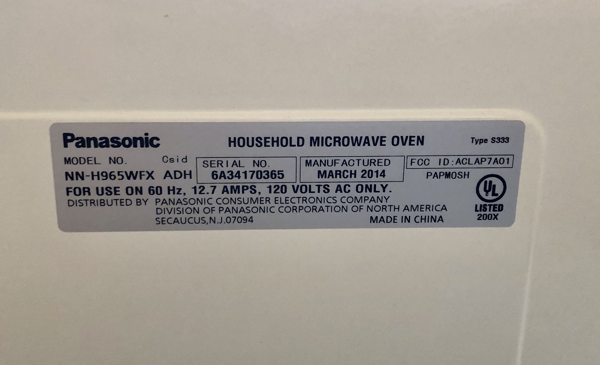 Panasonic 2.2 Cu. Ft., 1250W Countertop Microwave Oven NNH965WFX