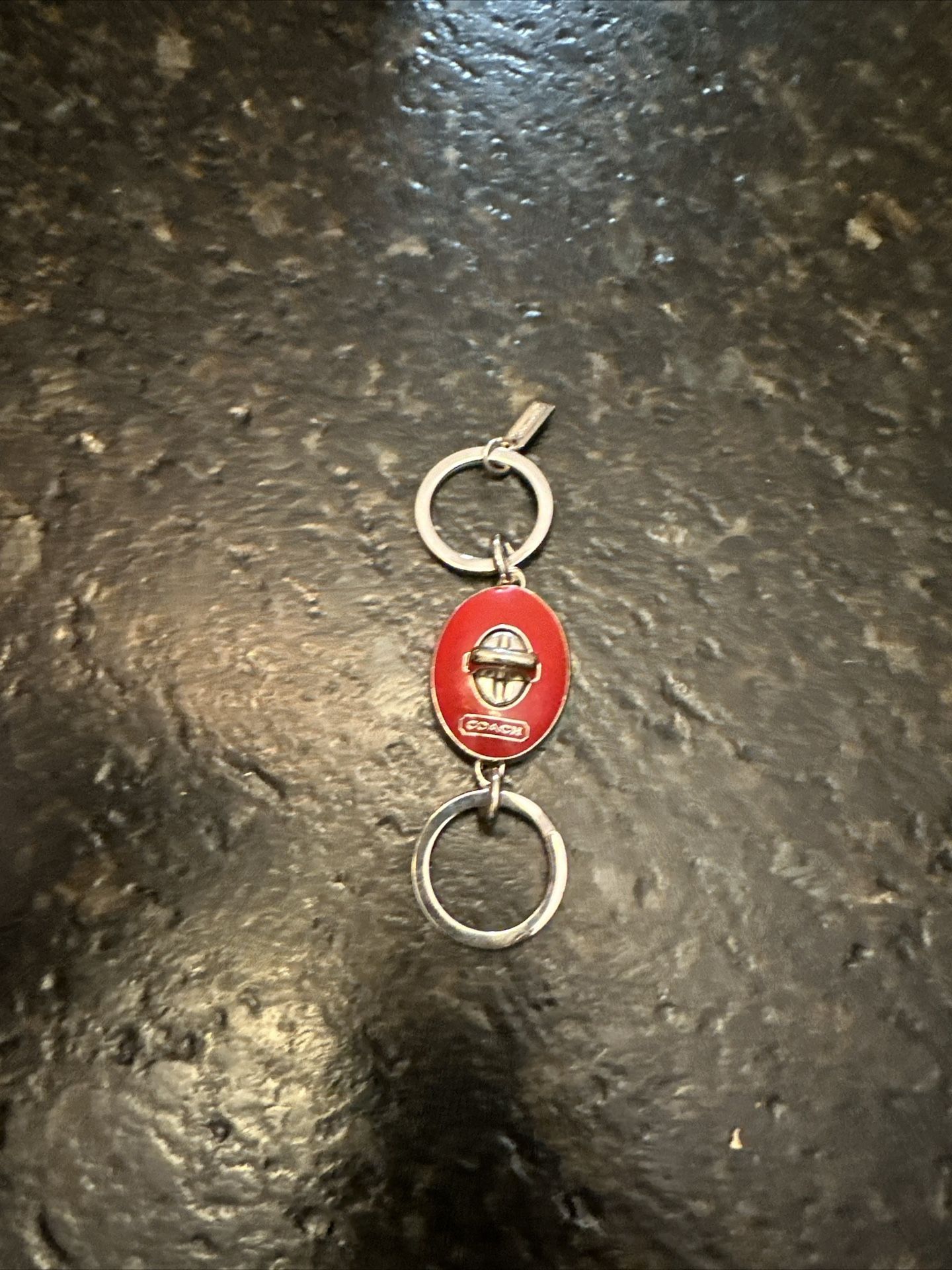 Coach Red/Silver Enamel Valet Turnlock Keychain/Key Fob