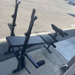 Weight Bench with Squat Rack, Adjustable Olympic Weight Bench,Arm Curl Pad & Leg Extension,Workout Bench Incline/Decline Flat Weight Lifting Bench Pre
