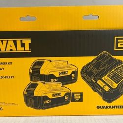 DeWalt DCB205-2C 20V MAX XR Lithium-Ion Batteries & Charger 2x 5Ah, New!