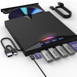 External Blu ray Drive USB 3.0 Type-C 3D Blu RAL Drive,DVD/BD Player Read/Write Portable Blu-ray Drive for Laptop Windows PC Mac MacBook Desktop, Blu-